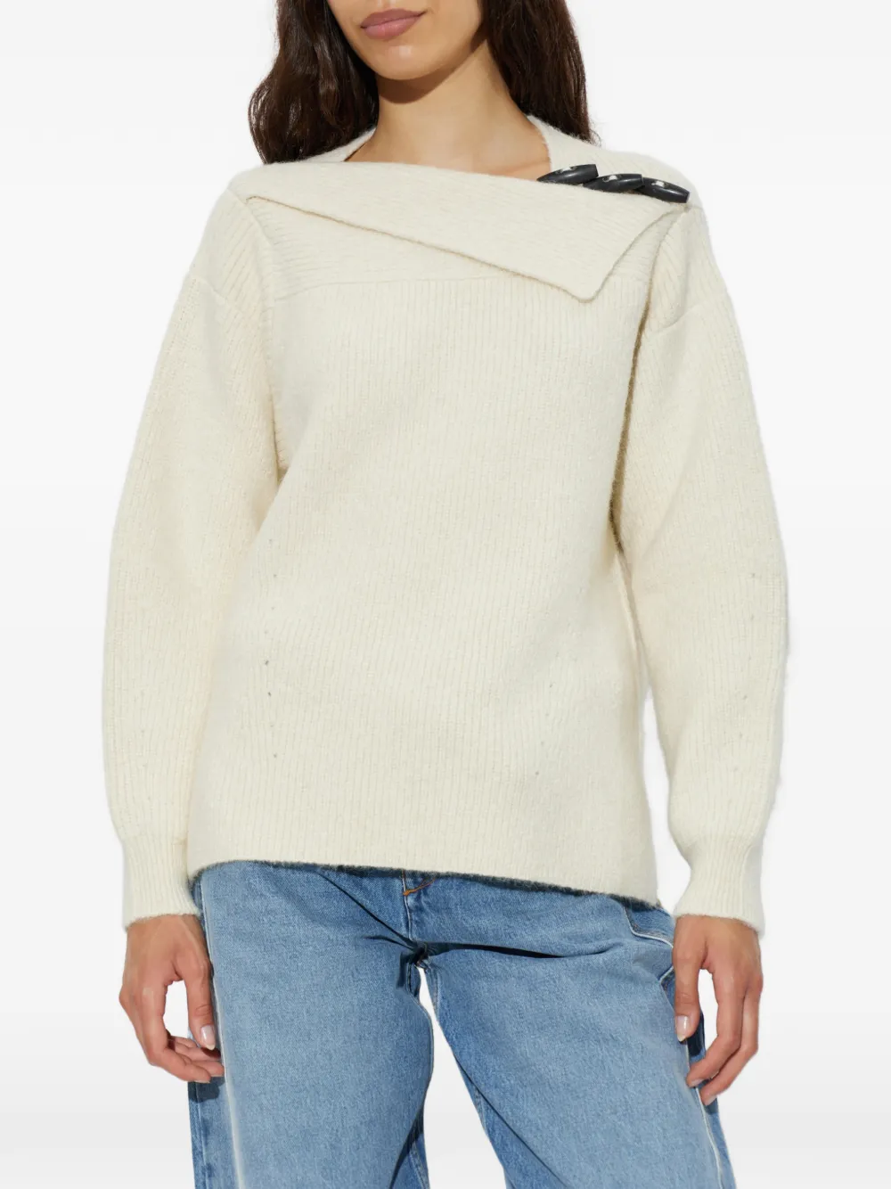 ISABEL MARANT Thais trui met houtje-touwtje sluiting Beige