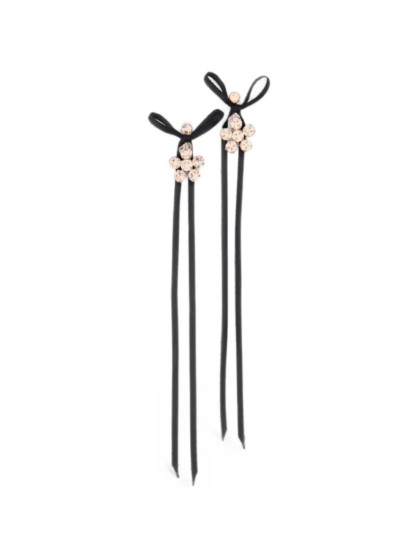 Simone Rocha Daisy-motif Satin-bow Earrings in Silver