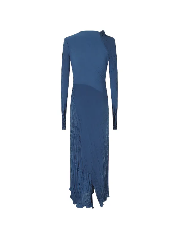 blue victoria beckham dress plissé-effect Maxi | 71% Acetate