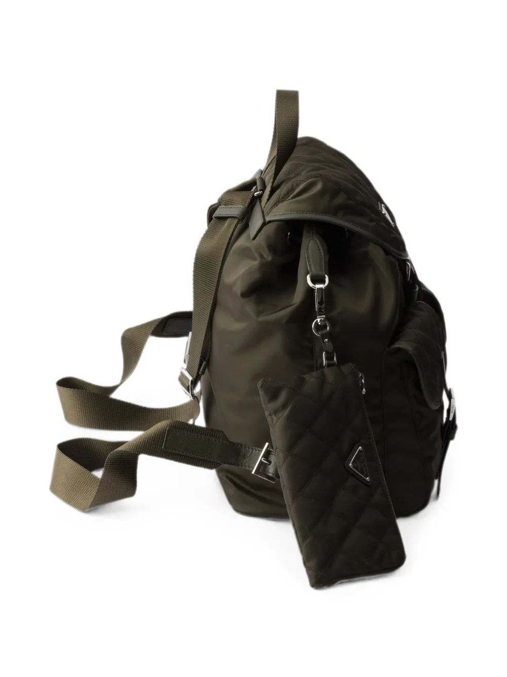 Prada Medium Re-Nylon gewatteerde rugzak met saffiano leren afwerking Groen