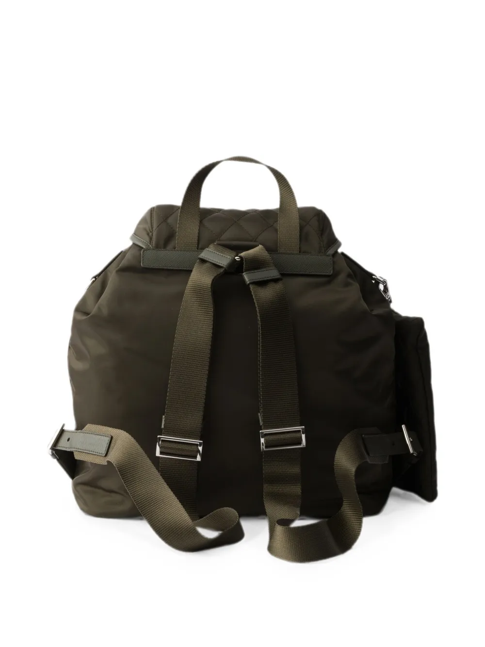 Prada Medium Re-Nylon gewatteerde rugzak met saffiano leren afwerking Groen