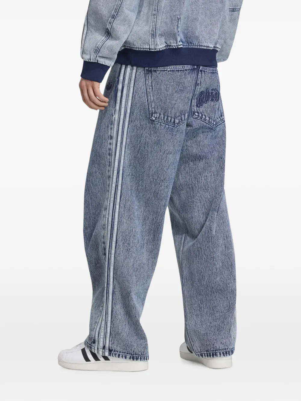 adidas logo-embroidered side-stripe jeans Blauw