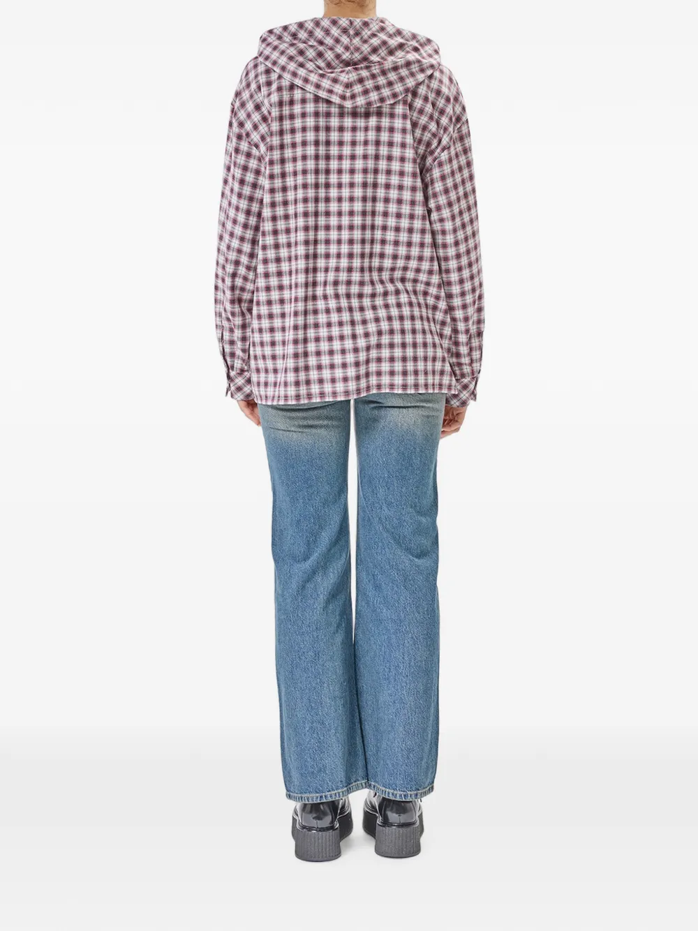 MOSCHINO JEANS Geruite shirt met capuchon Wit