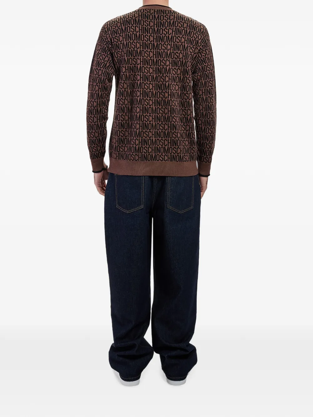 Moschino Sweater met logo jacquard Bruin