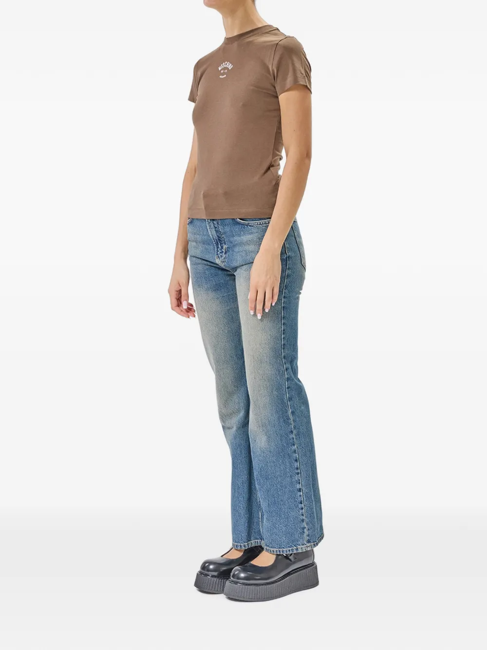 MOSCHINO JEANS T-shirt met logoprint Bruin