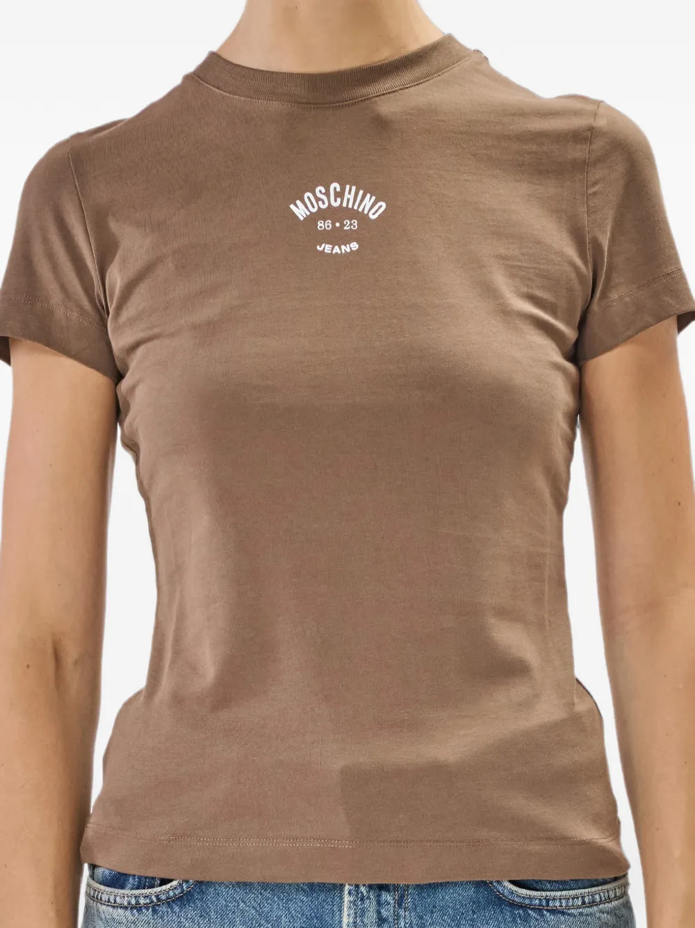 MOSCHINO JEANS T-shirt met logoprint Bruin