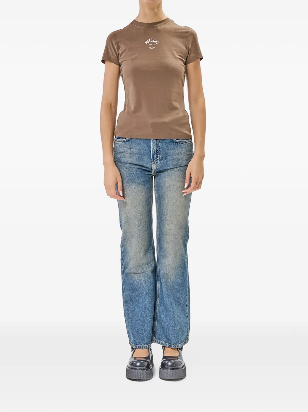 MOSCHINO JEANS T-shirt met logoprint Bruin