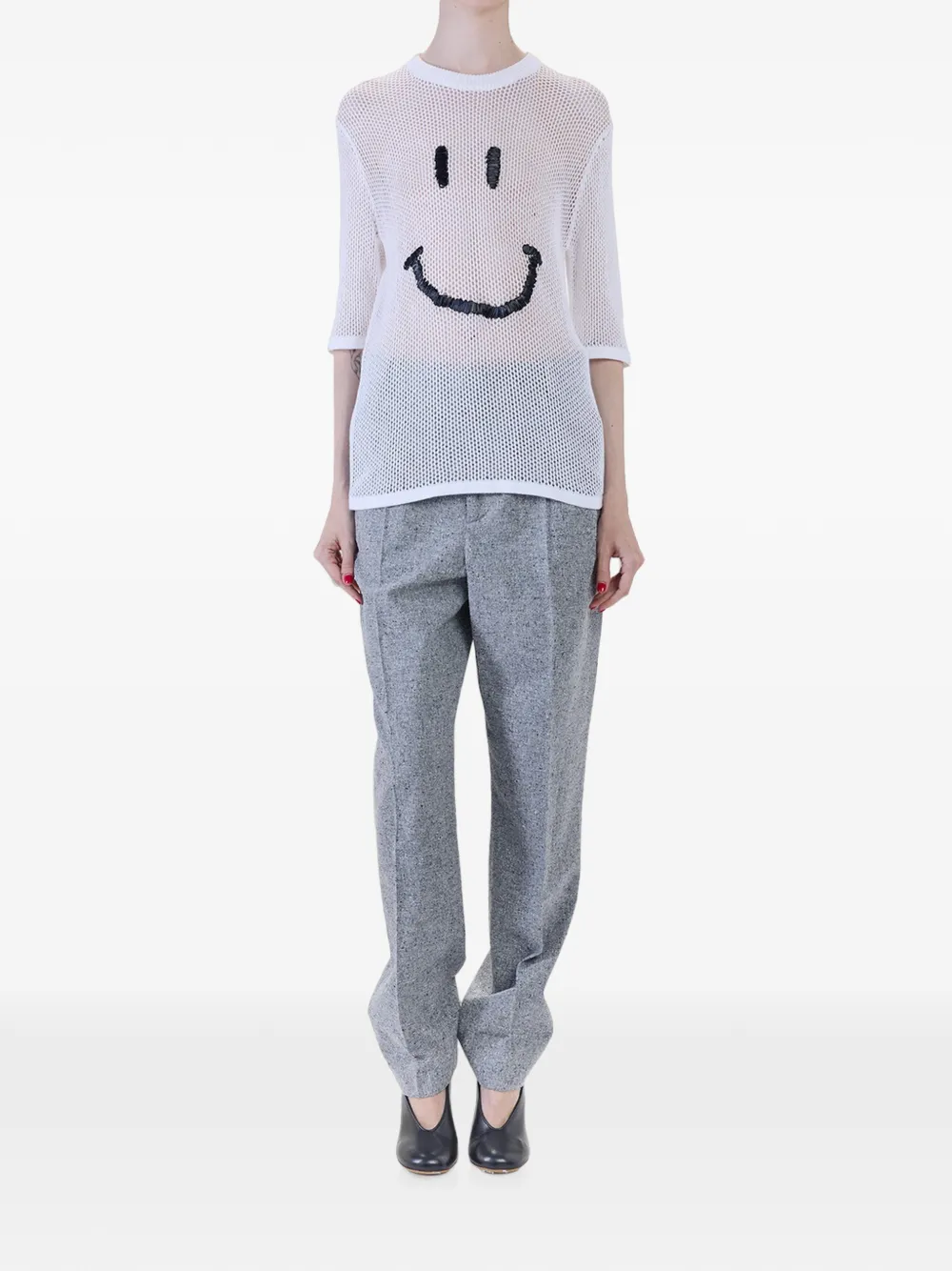 Moschino Smiley mesh T-shirt Wit