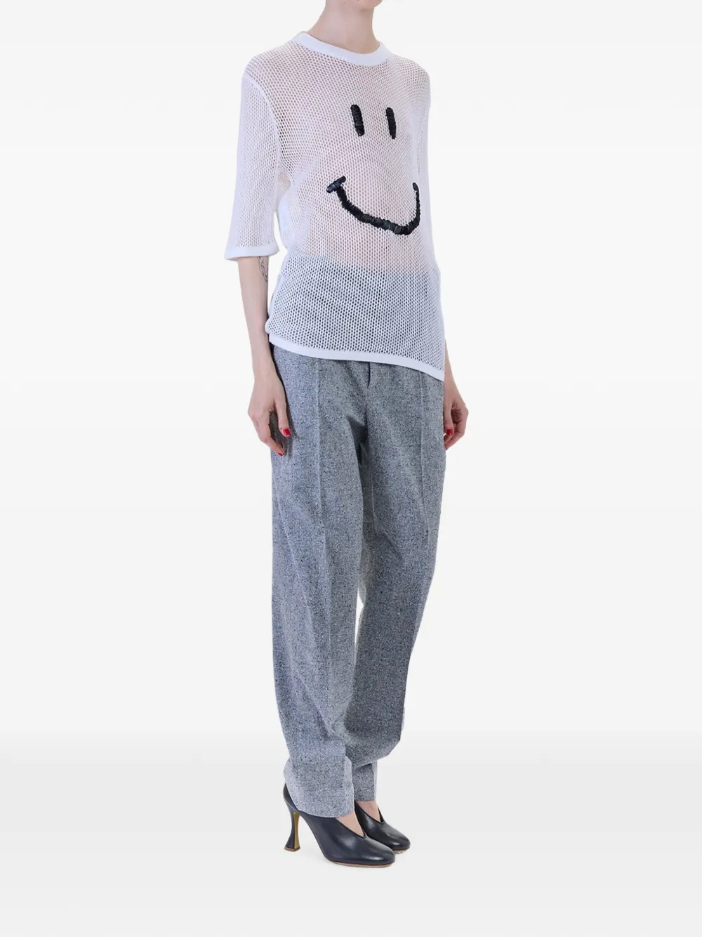 Moschino Smiley mesh T-shirt Wit