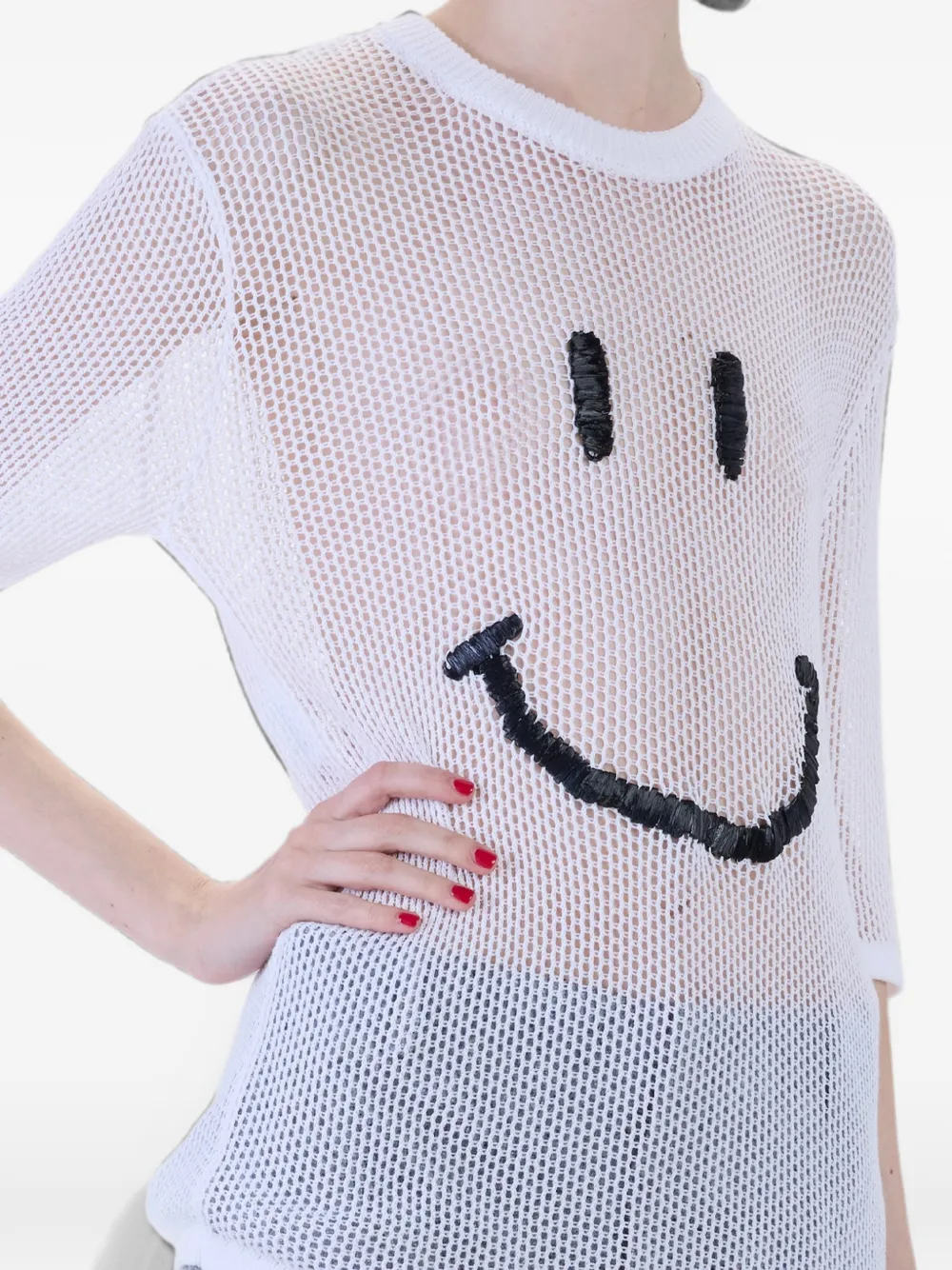Moschino Smiley mesh T-shirt Wit