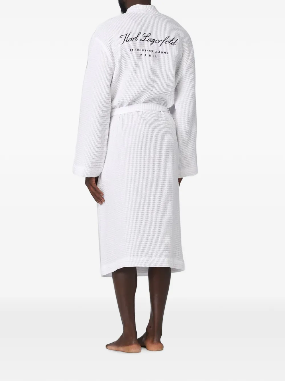 Karl Lagerfeld Hotel Karl waffle-knit bathrobe Wit