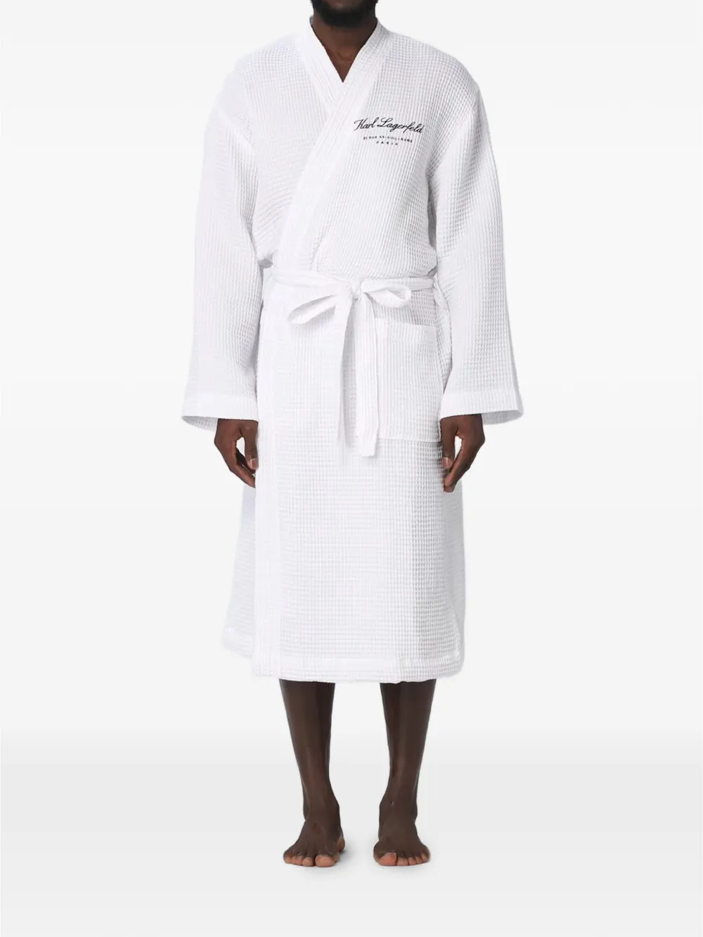 Karl Lagerfeld Hotel Karl waffle-knit bathrobe Wit