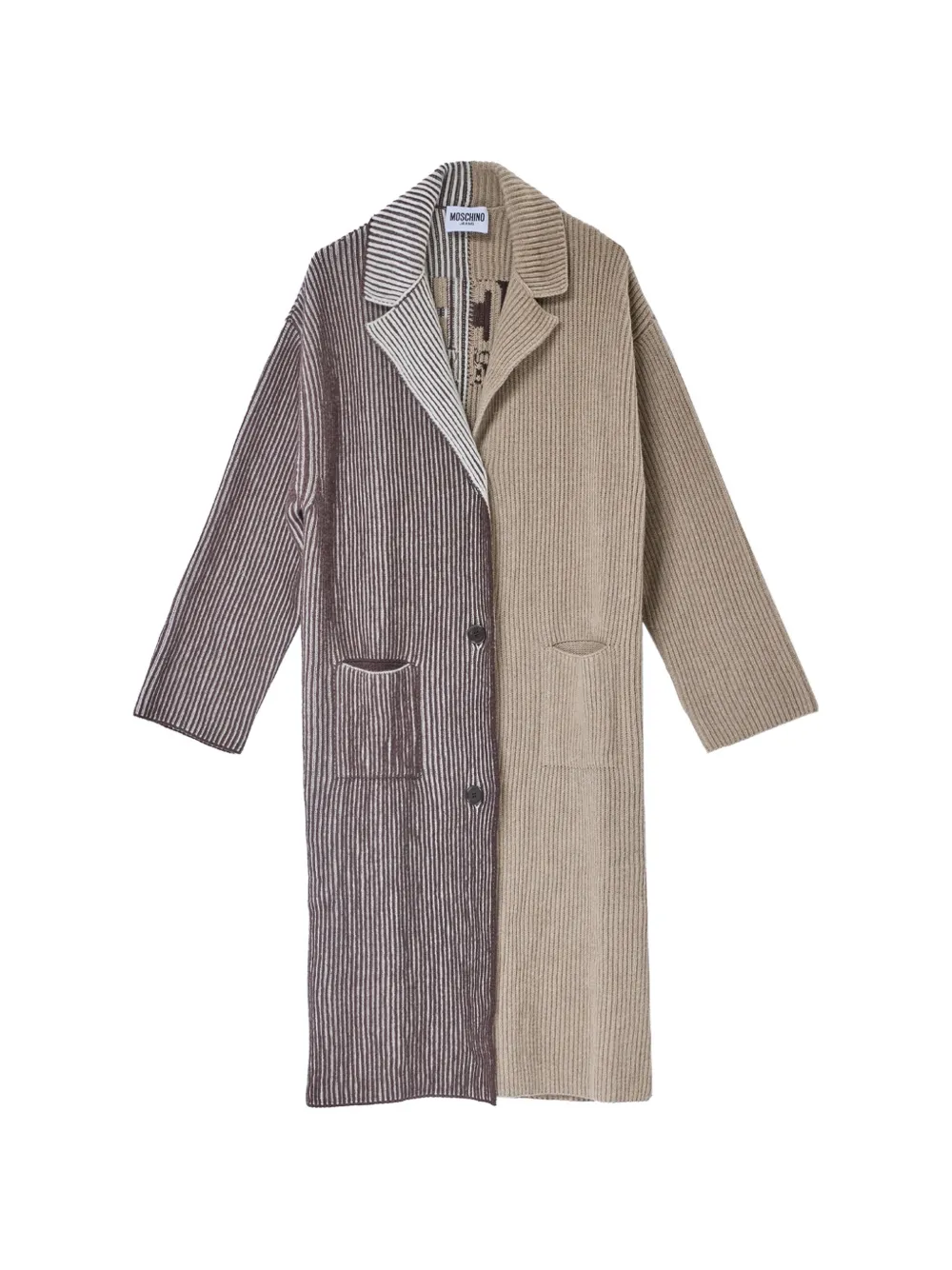 MOSCHINO JEANS intarsia-logo ribbed coat