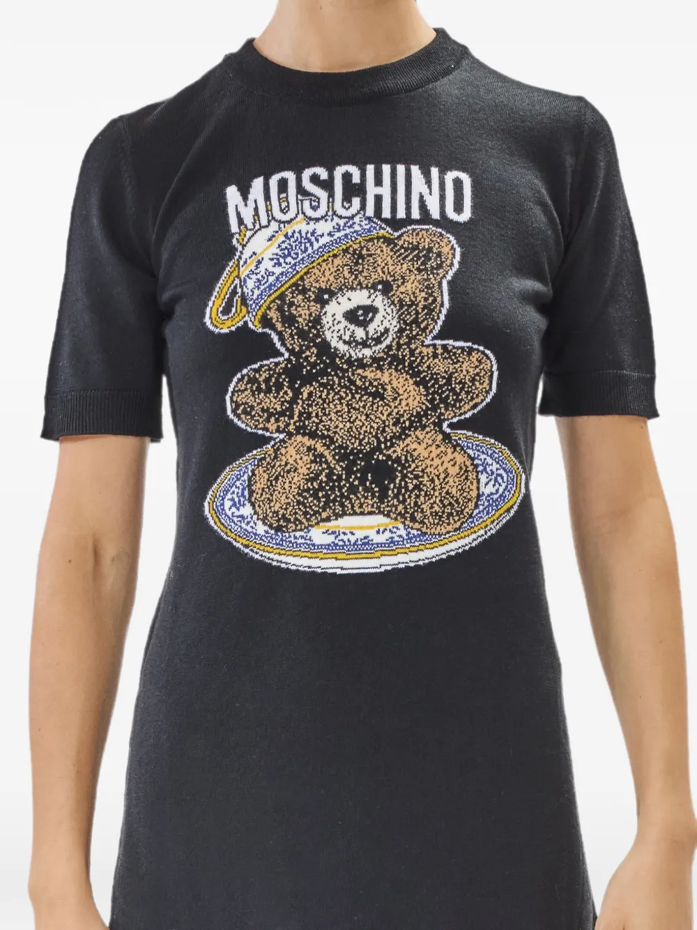 Moschino Orsetto intarsia gebreide mini-jurk Zwart