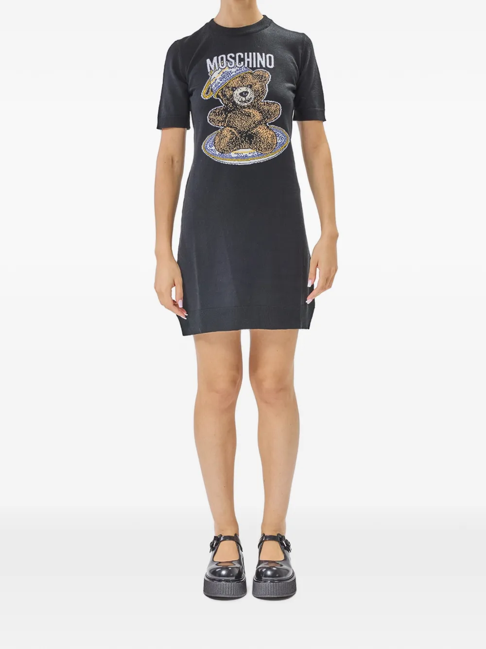 Moschino Orsetto intarsia gebreide mini-jurk Zwart