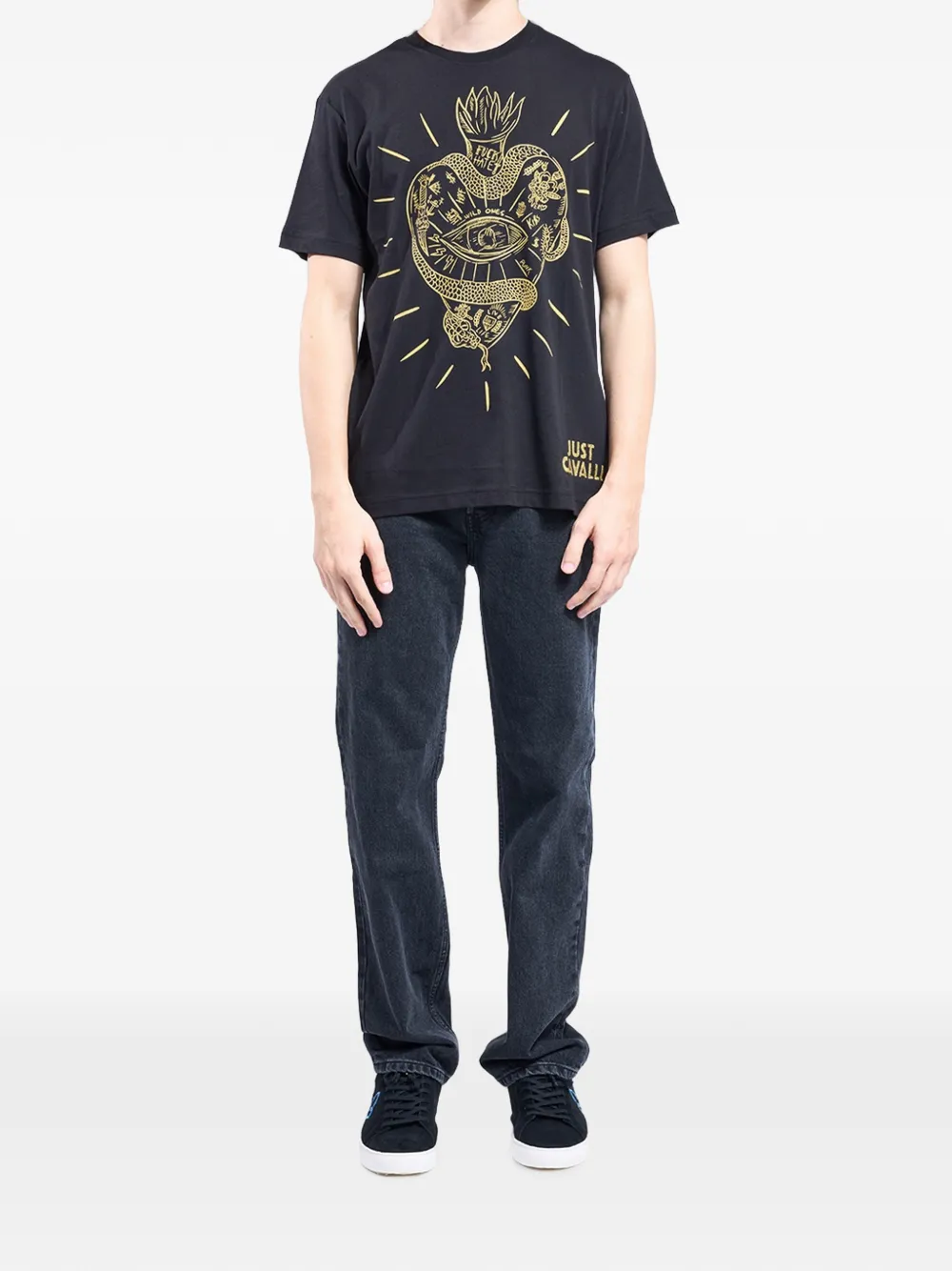 Just Cavalli T-shirt met grafische hartprint Zwart