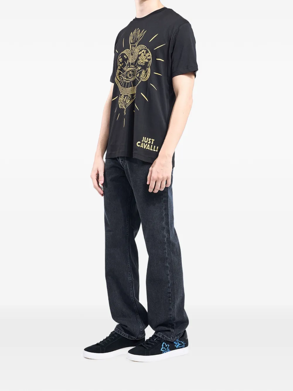 Just Cavalli T-shirt met grafische hartprint Zwart