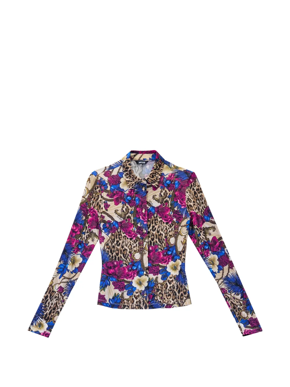 Just Cavalli floral-print leopard-pattern shirt · 40