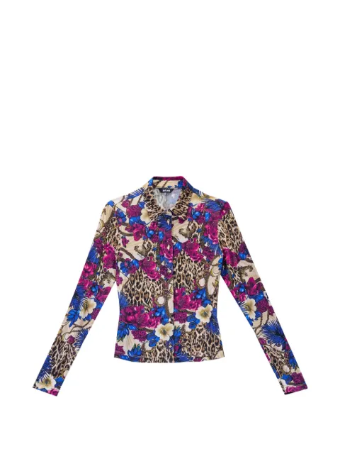Just Cavalli floral-print leopard-pattern shirt