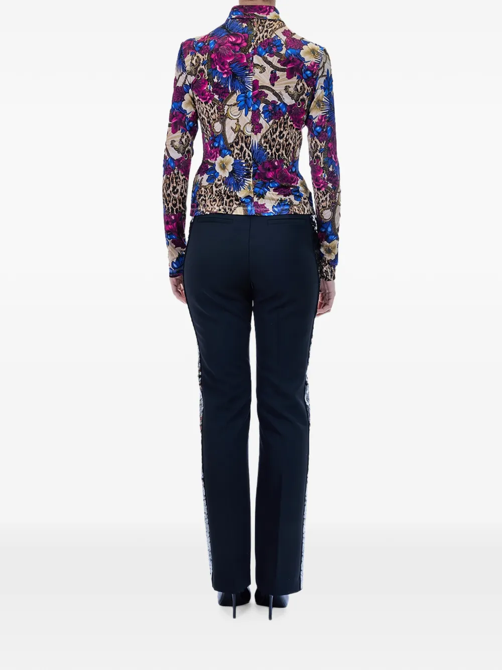 Just Cavalli Blouse met luipaard- en bloemen-print Beige