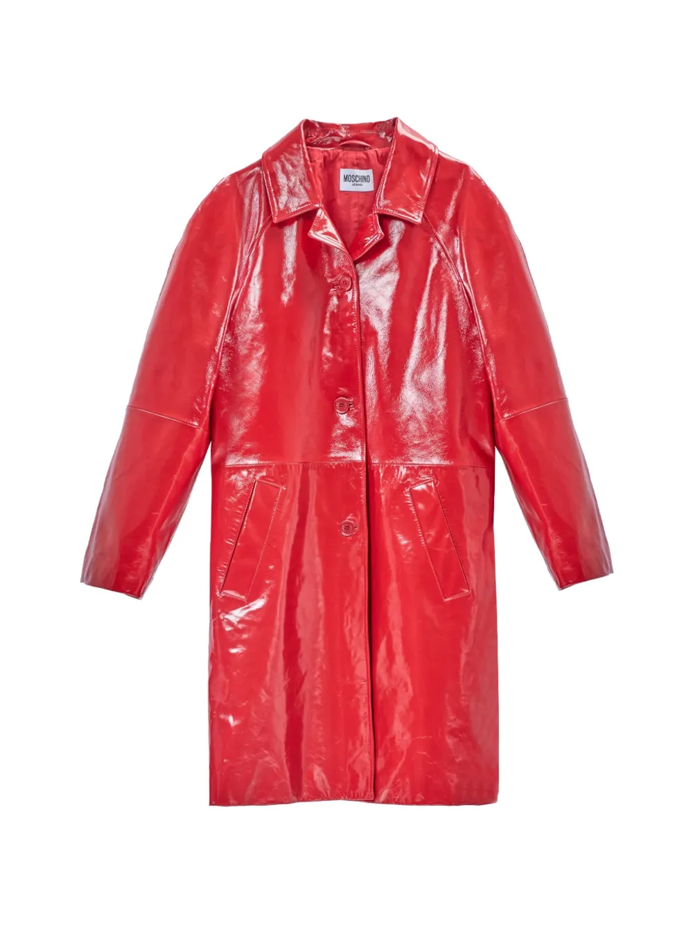 MOSCHINO JEANS manteau en cuir verni - Rouge MOSCHINO JEANS manteau en cuir verni - Rouge