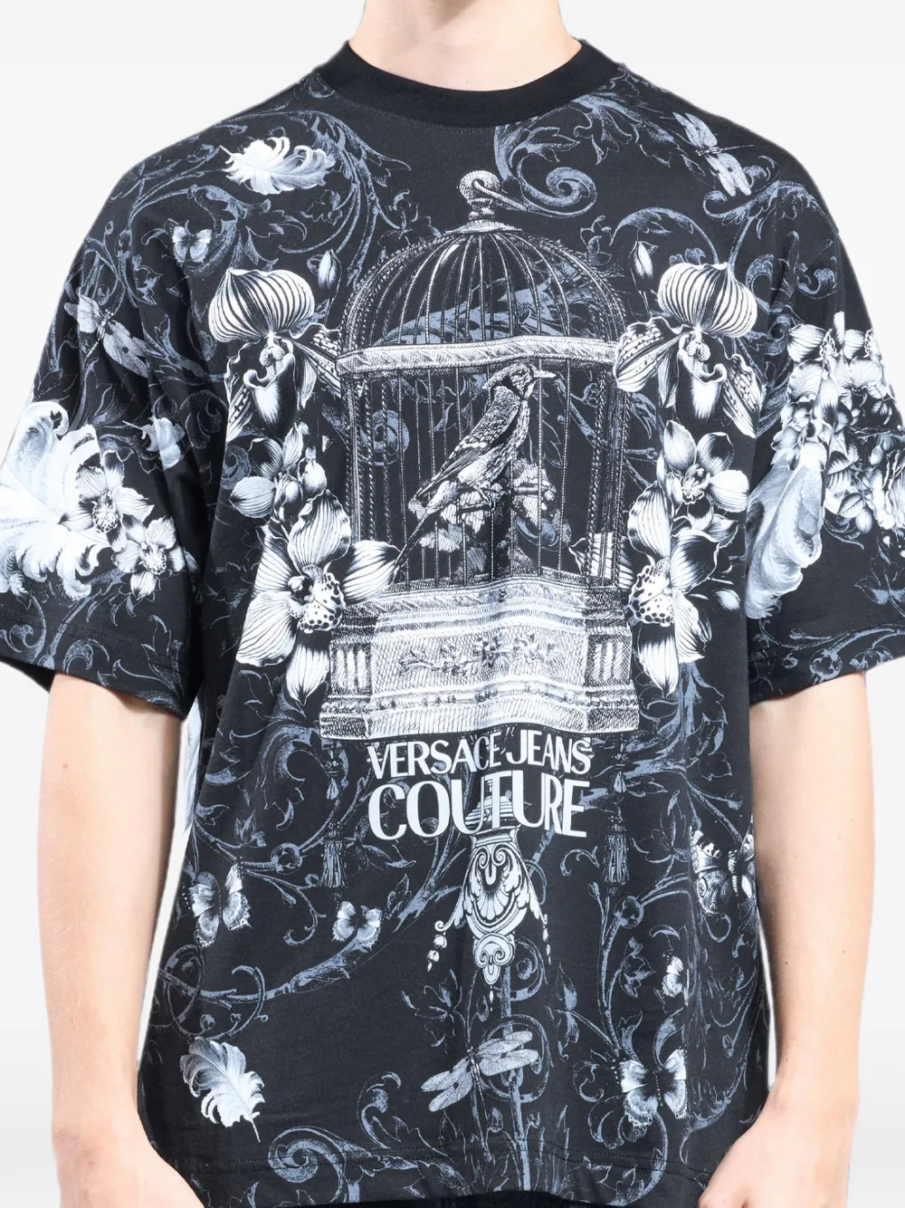 Versace Jeans Couture T-shirt met Cabinet de Curiositè-print Zwart