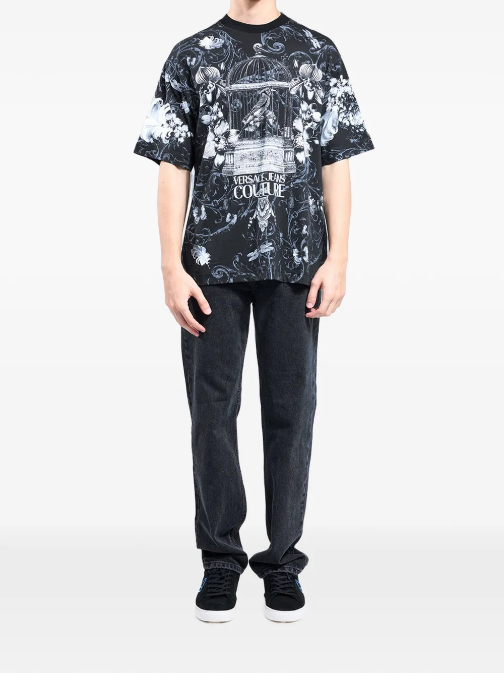 Versace Jeans Couture T-shirt met Cabinet de Curiositè-print Zwart