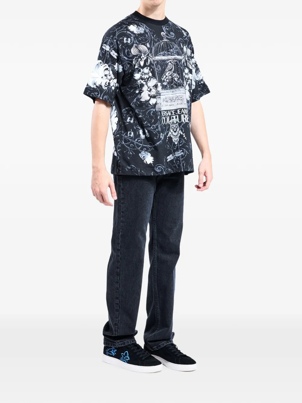 Versace Jeans Couture T-shirt met Cabinet de Curiositè-print Zwart