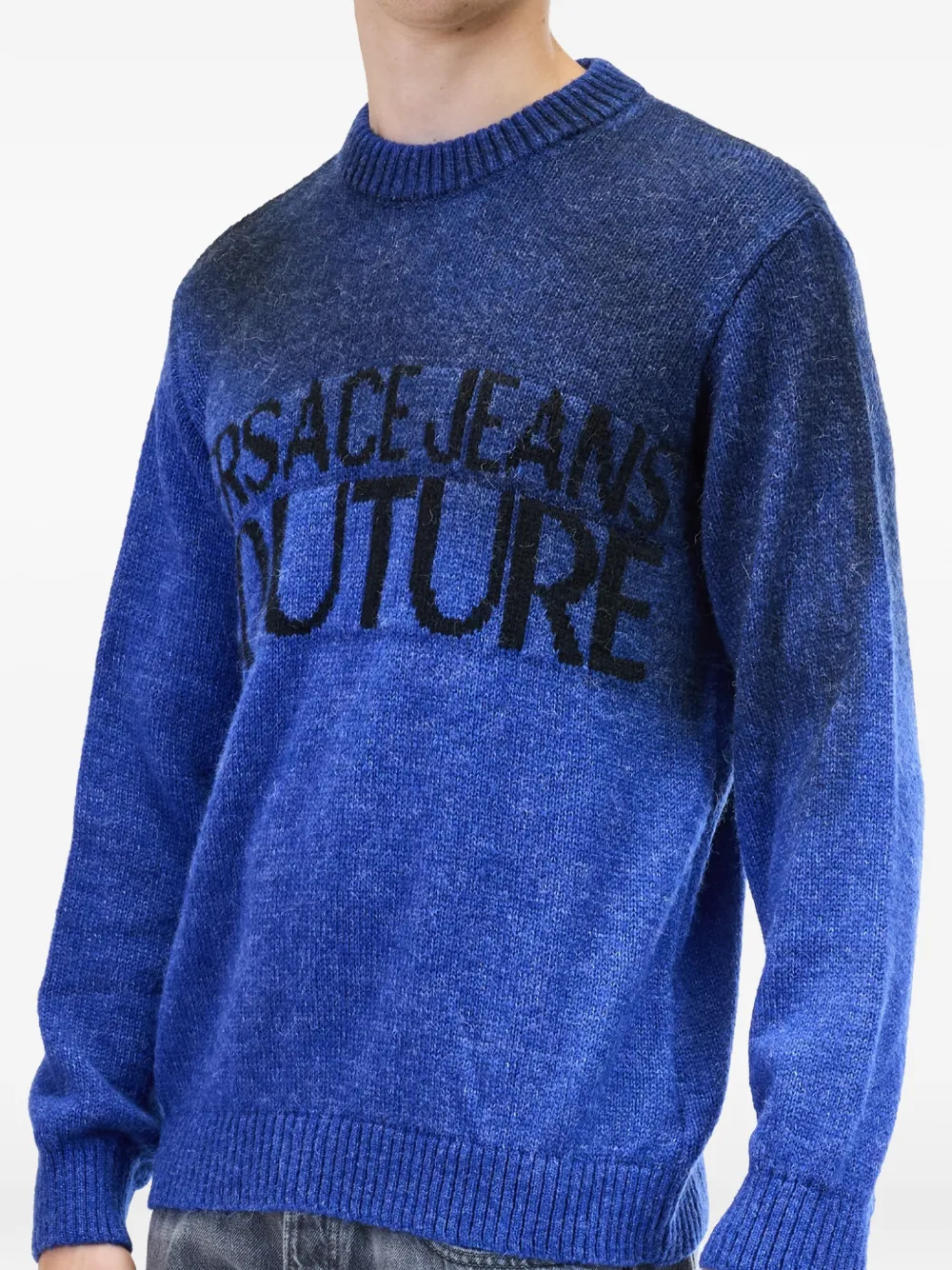 Versace Jeans Couture Degradé trui met logo-intarsia Blauw