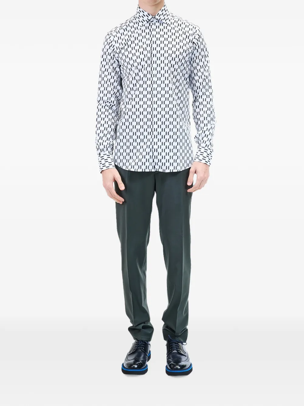 Karl Lagerfeld Katoenen overhemd met monogramprint Wit