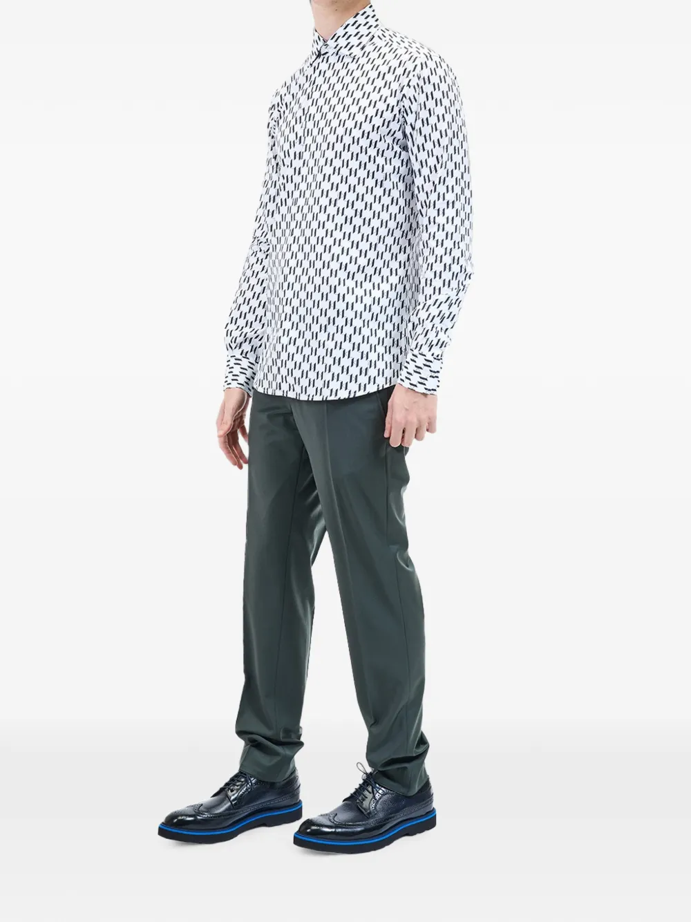 Karl Lagerfeld Katoenen overhemd met monogramprint Wit