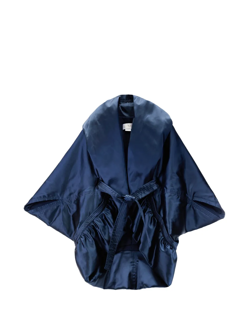 Genny Waisted-belt Draped Jacket In Blue