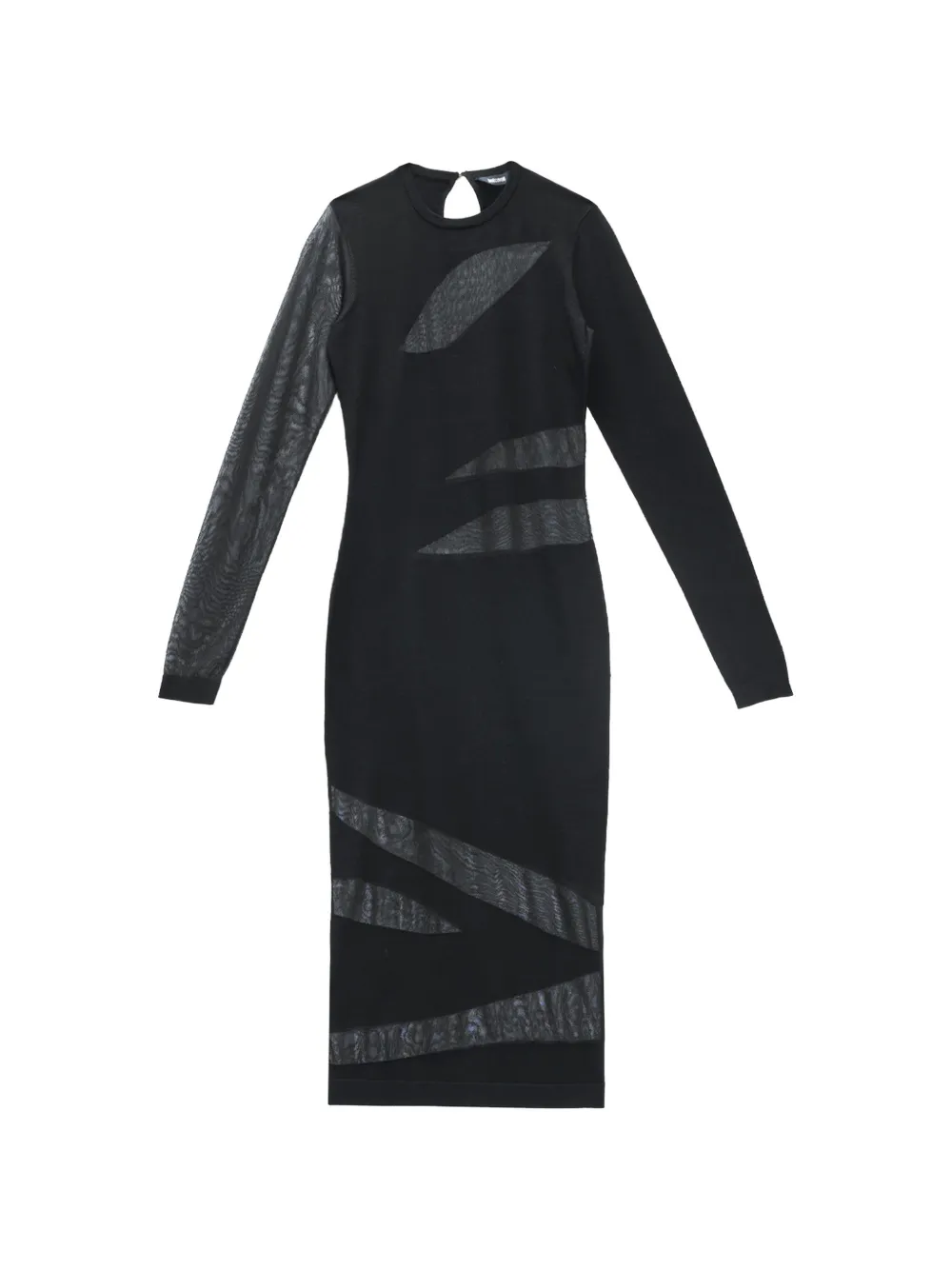 Just Cavalli Mesh-insert Long-sleeve Midi Dress In Black