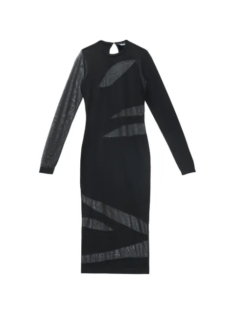 Just Cavalli mesh-insert long-sleeve midi dress