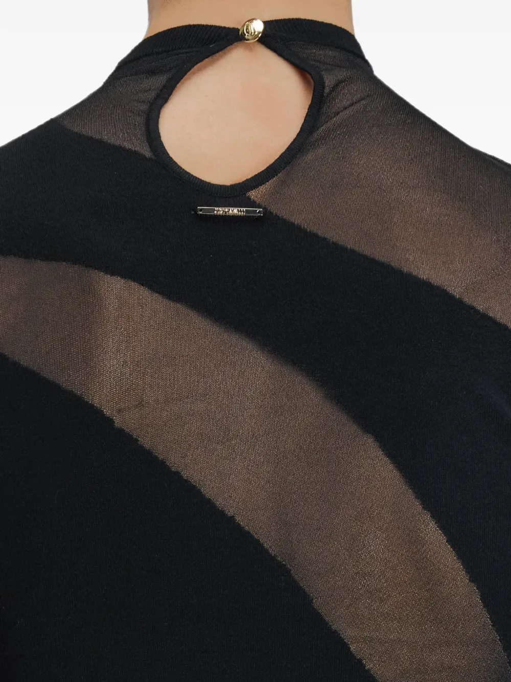 Just Cavalli Blouse met doorzichtige vlakken en hoge hals Zwart