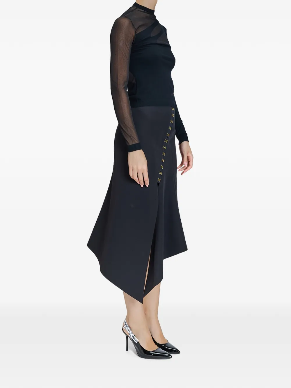 Just Cavalli Blouse met doorzichtige vlakken en hoge hals Zwart
