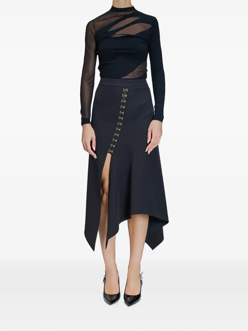 Just Cavalli Hooks asymmetrische midi-rok Zwart