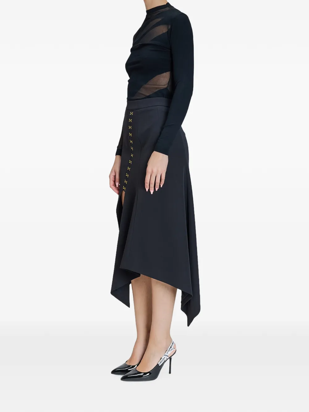 Just Cavalli Hooks asymmetrische midi-rok Zwart