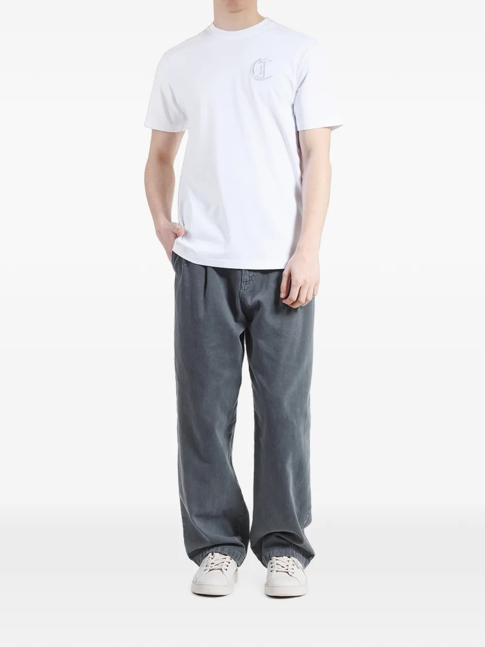 Just Cavalli T-shirt met geborduurd logo Wit