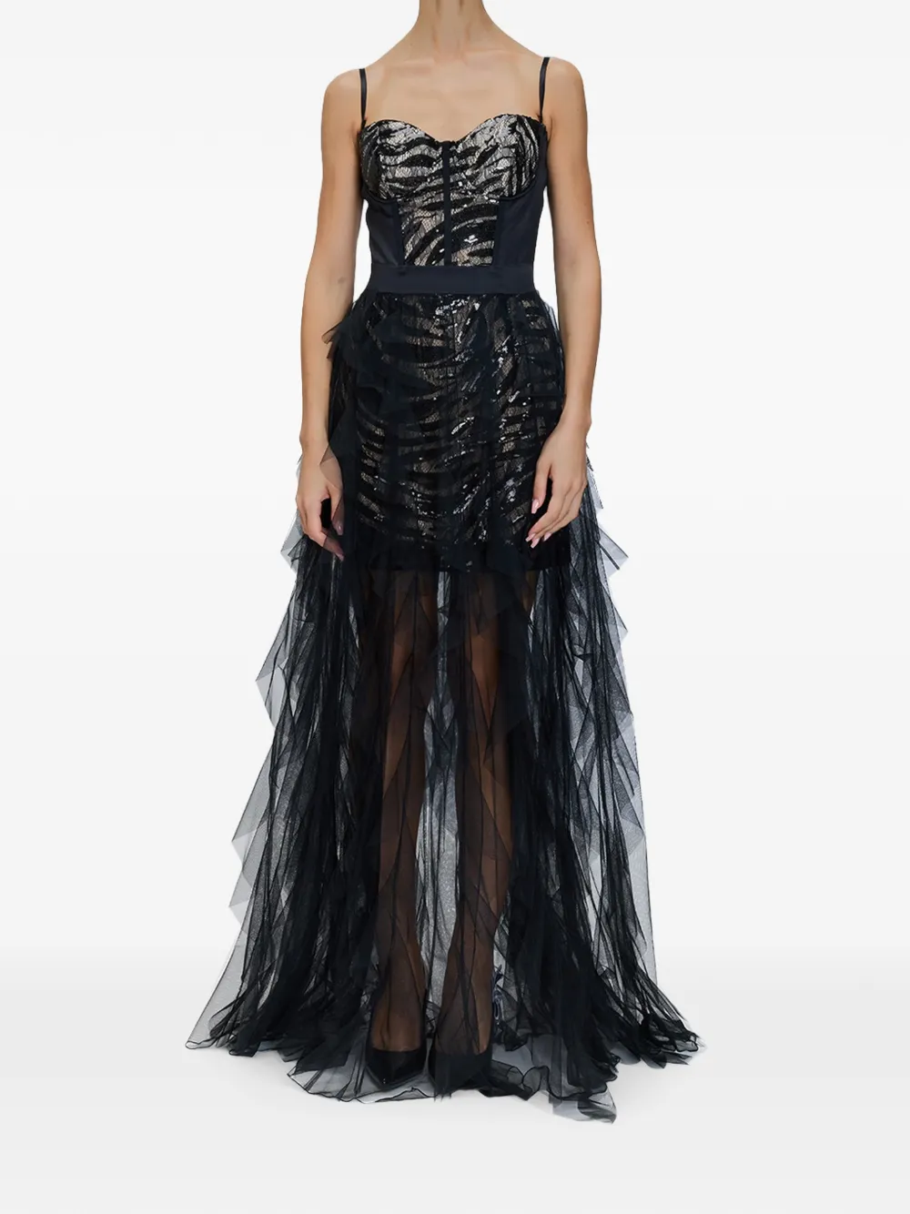 Just Cavalli Maxi-jurk met pailletten met zebraprint Zwart