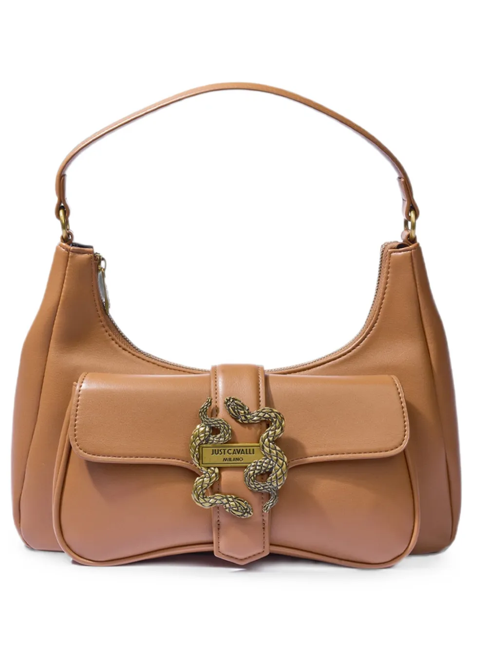 Just Cavalli Snake Shoulder Bag In Brown