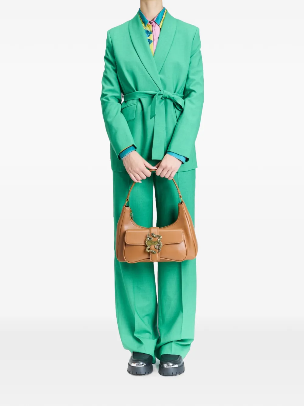 Just Cavalli Snake schoudertas Bruin