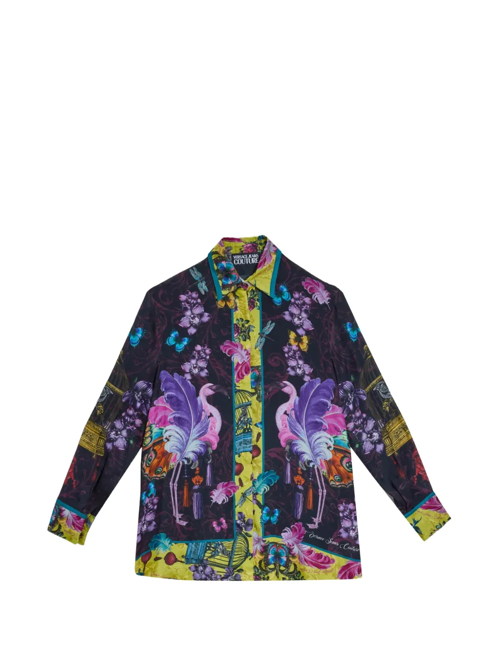 Versace Jeans Couture cuban-collar printed twill shirt - Purple