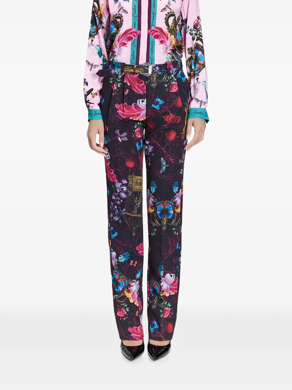 Versace Jeans Couture Cabinet de Curiosité broek met barokgesp Zwart