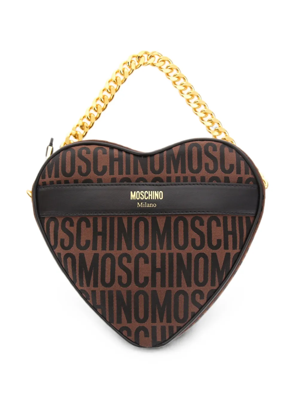Moschino jacquard-logo heart-shaped shoulder bag