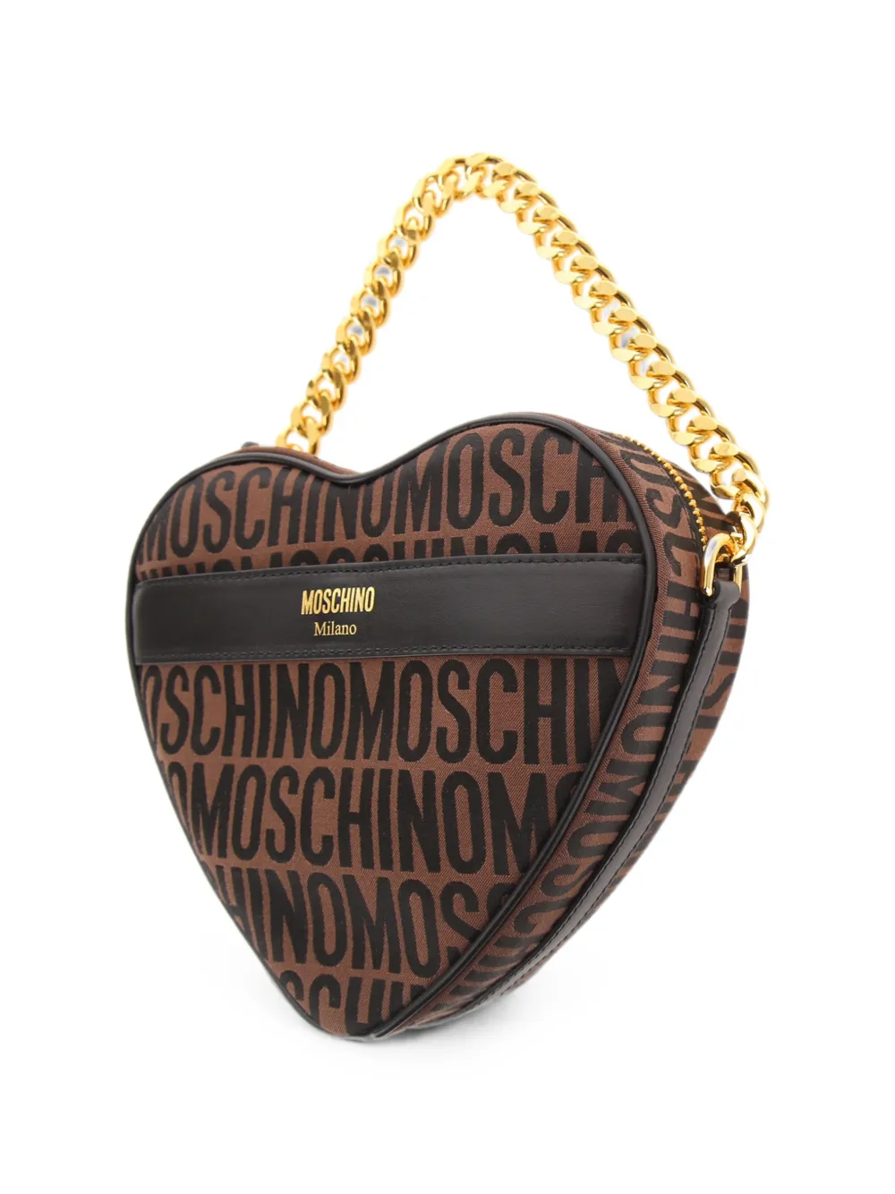 Moschino Hartvormige schoudertas met jacquard-logo Bruin