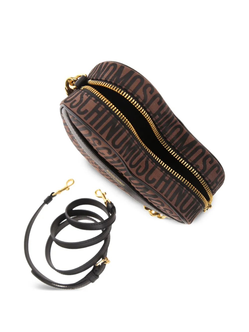 Moschino Hartvormige schoudertas met jacquard-logo Bruin