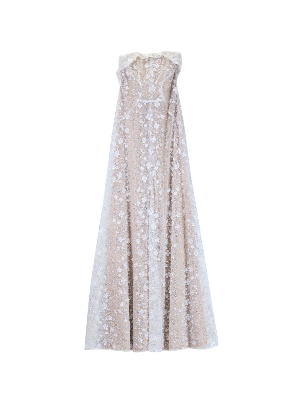 Genny robe longue à sequins et fleurs brodées - Blanc Genny robe longue à sequins et fleurs brodées - Blanc