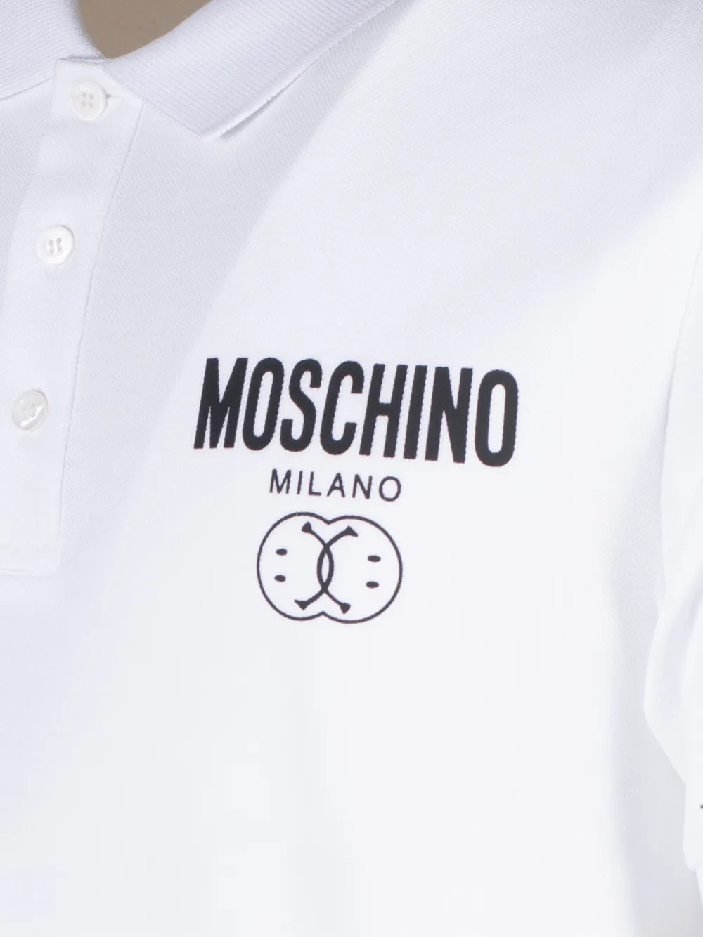 Moschino Double Smile piqué poloshirt Wit
