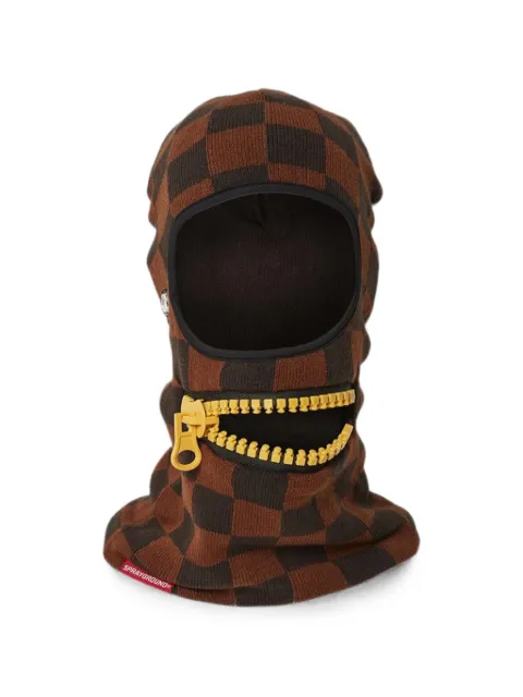 Sprayground check-knit zipper-detail ski mask
